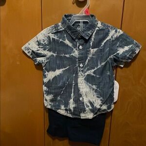 Wonder Nation Blue and White Button Down Shirt